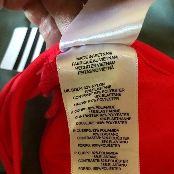 NWT Adidas Striped “Shock Red” bikini top - Picture 11 of 15